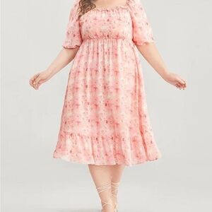 BloomChic Pink Floral Midi Dress